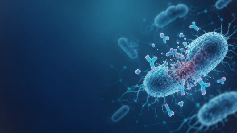 Bacteria and antimicrobial interaction representing antimicrobial medicines