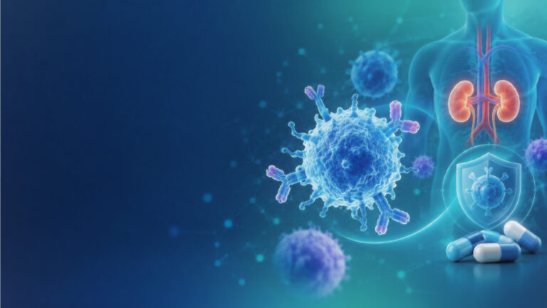 Immune system and organ protection illustration representing immunosuppressant medicines